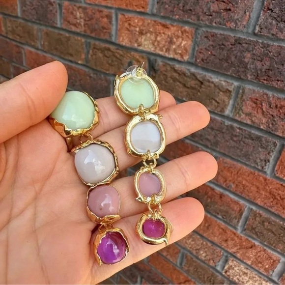 Zara Colorful Stone Drop Earrings - Picture 5 of 8